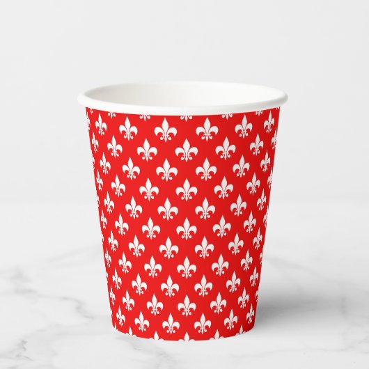 Red White Fleur-de-lis Papieren Bekers (Voorkant)