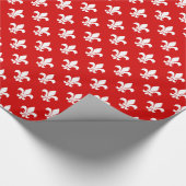 Red White Fleur de Lis Pattern Cadeaupapier (Hoek)