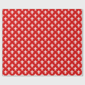 Red White Fleur de Lis Pattern Cadeaupapier (Vlak)