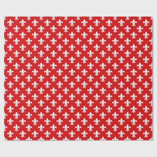Red White Fleur de Lis Pattern Cadeaupapier (Vlak)