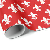 Red White Fleur de Lis Pattern Cadeaupapier (Rol Hoek)