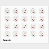 Red White Floral Address Envelope Seal Sticker (Vel)