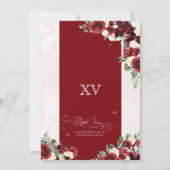 Red White Floral Butterfly Elegant Quinceanera V1 Kaart (Achterkant)