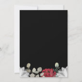 Red White Floral Licht op Black Kerstparty Kaart (Achterkant)