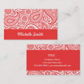 Red White Floral Paisley Pattern Visitekaartje (Voorkant / Achterkant)