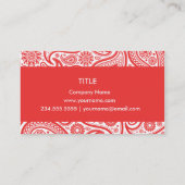 Red White Floral Paisley Pattern Visitekaartje (Achterkant)
