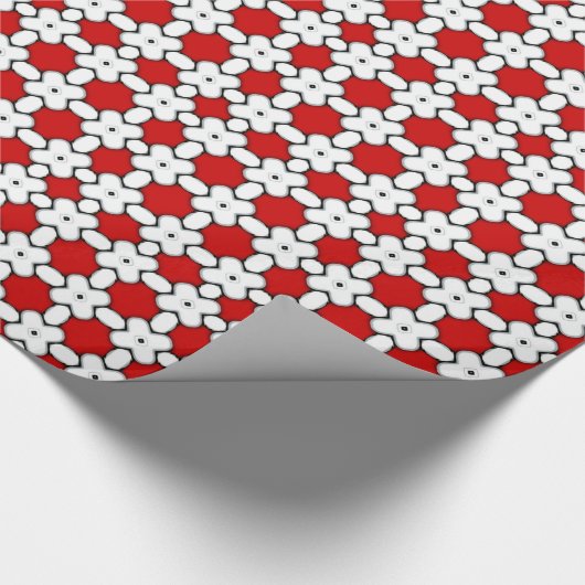 Red White Floral Pattern cadeaupapier (Hoek)