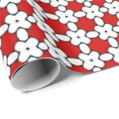 Red White Floral Pattern cadeaupapier (Rol Hoek)