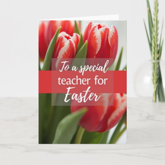 Red White Flower Thank You Card Kaart (Voorkant)