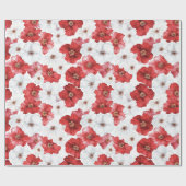 Red White Flowers Christmas Cadeaupapier (Vlak)