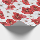 Red White Flowers Christmas Cadeaupapier (Hoek)