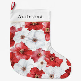 Red White Flowers Christmas Grote Kerstsok