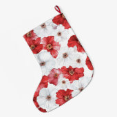 Red White Flowers Christmas Grote Kerstsok (Achterkant (Hangend))