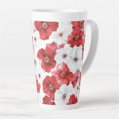 Red White Flowers Latte Mok (Rechterhoek)