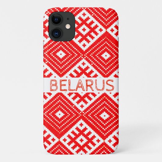 Red White Folk Pattern Belarus iPhone 11 Hoesje (Achterkant)