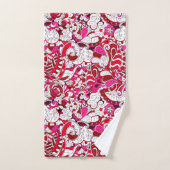 Red White Fuchsia Pink Burgundy Abstract Patroon Bad Handdoek (Handdoek)