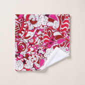 Red White Fuchsia Pink Burgundy Abstract Patroon Bad Handdoek (Wasdoekje)
