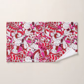 Red White Fuchsia Pink Burgundy Abstract Patroon Bad Handdoek (Handdoek)