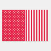Red & White Fun & Unique Stripes & Polka Dots Inpakpapier Vel (Voorkant)