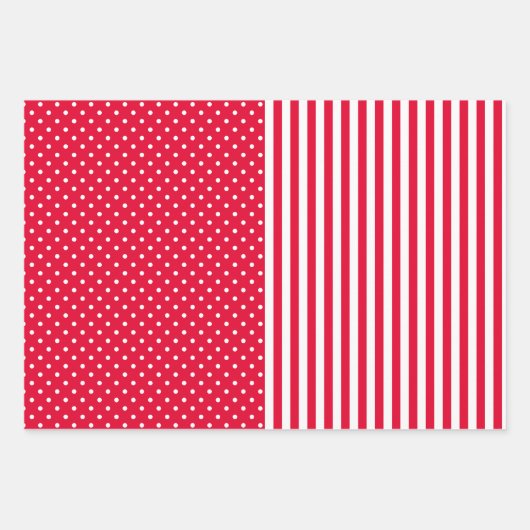 Red & White Fun & Unique Stripes & Polka Dots Inpakpapier Vel