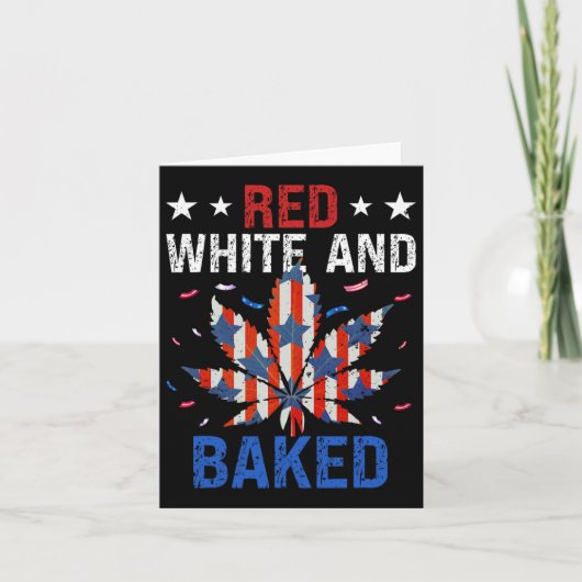 Red White Funny Baked Weed  Kaart (Voorkant)