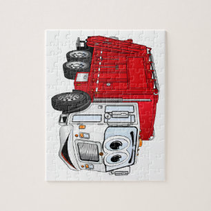 Red White Garbage Truck Cartoon Legpuzzel
