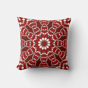 Red White Geometric Flower Stippen Cushion Kussen
