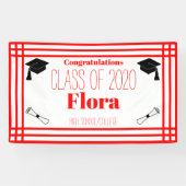 Red White Geometric Graduation Party Spandoek (Horizontaal)