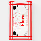 Red White Geometric Graduation Party Spandoek (Verticaal)