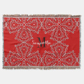 Red White Geometric Maple Woven Throw Blanket Deken (Voorkant)