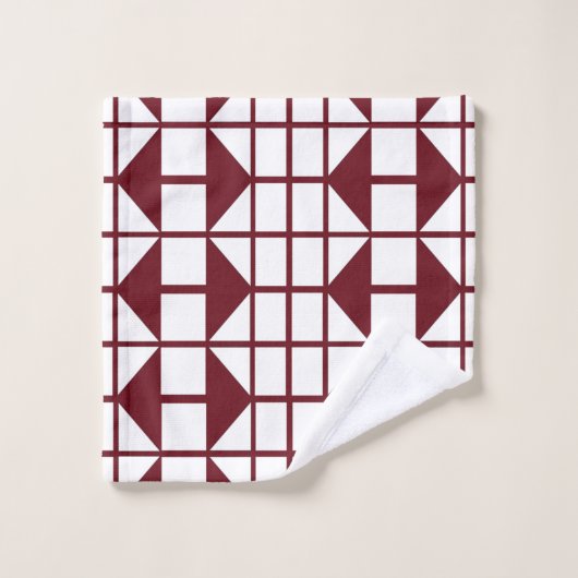 Red White Geometric Mid Century Modern Bad Handdoek (Wasdoekje)