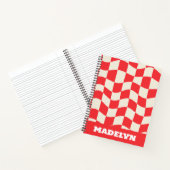 red& white geometric pattern monogram name notitieboek (Binnen)