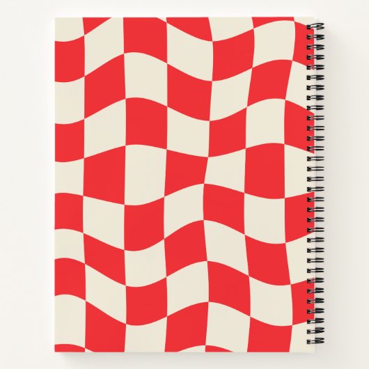 red& white geometric pattern monogram name notitieboek (Achterkant)