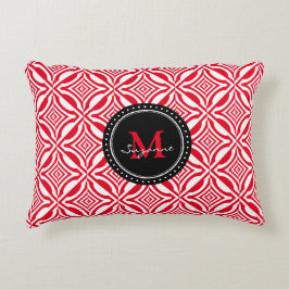 Red White Geometric Reversed Pattern Decoratief Kussen