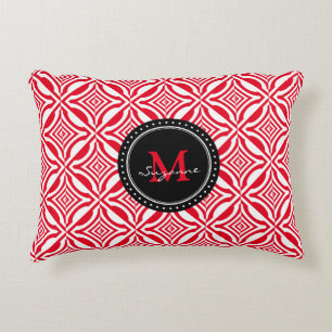 Red White Geometric Reversed Pattern Decoratief Kussen