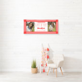 Red White Geometric Two Photos Afstuderen Spandoek (Insitu)