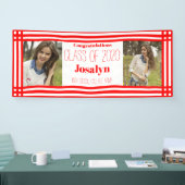 Red White Geometric Two Photos Afstuderen Spandoek (Beurs)