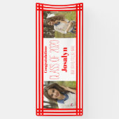 Red White Geometric Two Photos Afstuderen Spandoek (Verticaal)