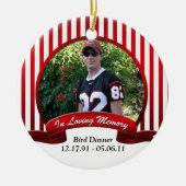 Red White gestript in Loving Memory Ornaming Keramisch Ornament (Voorkant)