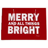 Red & White Gift Bag | Merry & All Things Bright Groot Cadeauzakje (Voorkant)