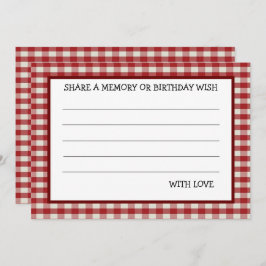 Red White Gingham Birthday Party Game Kaart