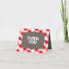 Red & White Gingham Canvas Bedankt kaarten