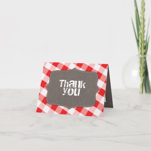 Red & White Gingham Canvas Bedankt kaarten (Voorkant)