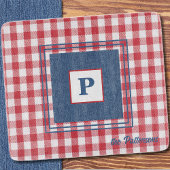 Red & White Gingham Check, Blue Denim Glass Snijplank