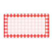 Red White Gingham Check Pattern Etiket (Voorkant)