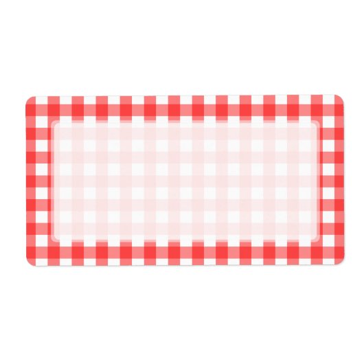Red White Gingham Check Pattern Etiket (Voorkant)