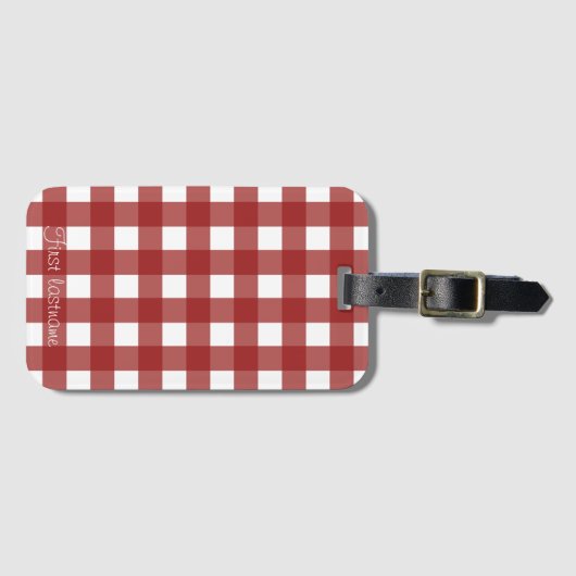 Red White Gingham Check Pset Bagagelabel (Voorkant (horizontaal))