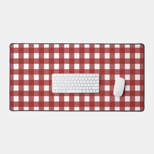 Red White Gingham Check Pset Bureaumat (Keyboard & Muis)