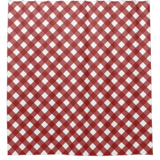 Red White Gingham Check Pset Douchegordijn (Voorkant)