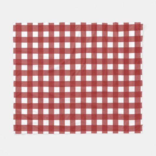 Red White Gingham Check Pset Fleece Deken (Voorkant (Horizontaal))